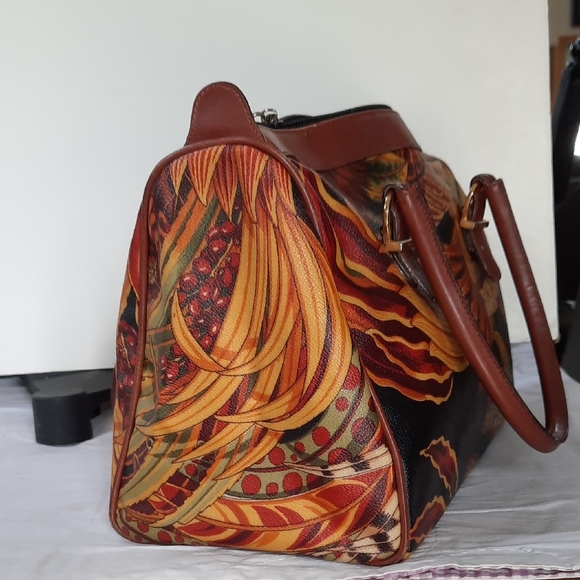 Salvatore Ferragamo Women's Satchel - Black and Brown Floral - Picture 5 of 12